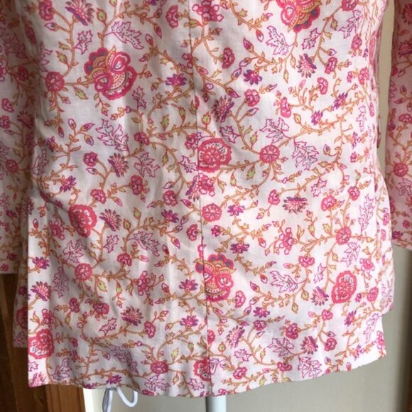 VICTORIA'S SECRET Linen Floral Print Lined 3/4 Sleeve Blazer 4 - Picture 9 of 17